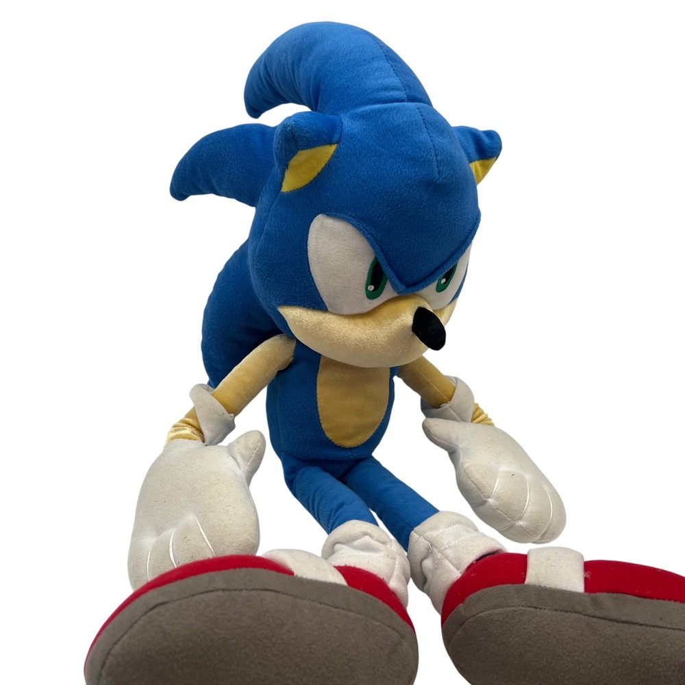 Sonic The Hedgehog Jumbo Plush Toy SEGA Blue Stuffed Animal Red Shoes VTG Y2K